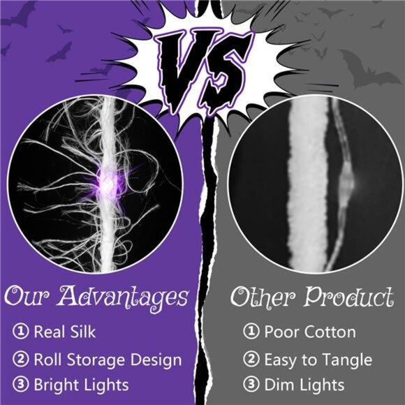 16 Ft Halloween Spider Web Lights – Super-Realistic Giant Cobweb - Picture 2 of 7